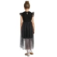 thumbnail image 2 of TiaoBug Kids Girls Halloween Party Cosplay Costume Lapel Collar Sleeveless Tulle Dress Black 5-6, 2 of 7