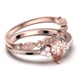 thumbnail image 2 of Dazzling Minimalist 1.75 Carat Pear Cut Affordable Ring, Morganite And Diamond Moissanite Engagement Ring, Unique Wedding Ring, One Matching Band in 10k Solid Rose Gold, Gift For Her, Bridal Set, 2 of 3