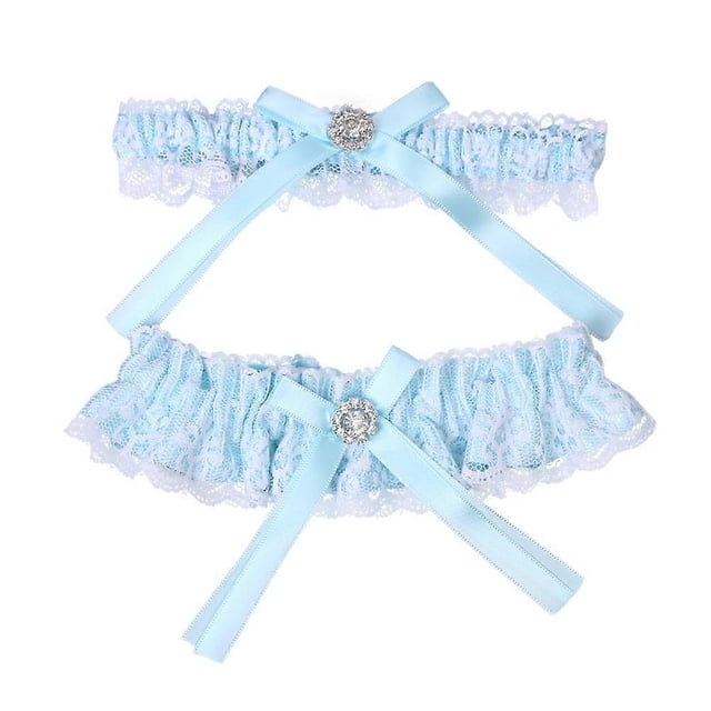 Blue Lace Wedding Bride Garter Set Adjustable Bridal Accessories for Decoration Suitable for Thigh Circumference 60cm