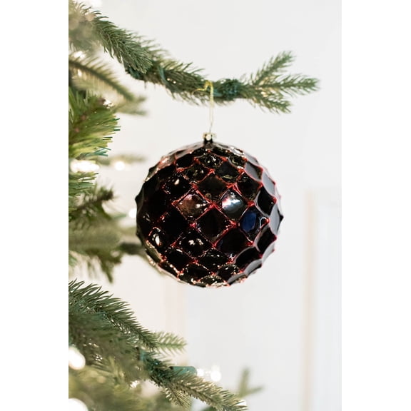 10 cm Honeycomb Ball Ornament Dark Red.
