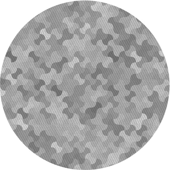 Ahgly Company Indoor Round Patterned Battleship Gray Area Rugs, 8' Round
