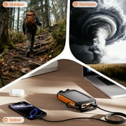 بنك الطاقة الشمسية SOLPOWBEN 38800mAh متوافق مع شاحن محمول بقوة 12 وات لأجهزة iPhone/Android مع بطاريتين لمصباح يدوي SOS للتخييم في الهواء الطلق والمشي لمسافات طويلة (برتقالي)