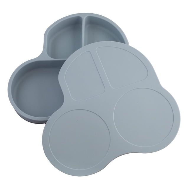 Plato de Silicón PAPU BABY Azul Pastel con Divisiones y Succión para Bebés