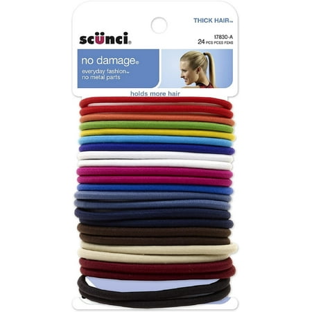 Scunci No Damage Thick Hair Elastics Bright 24 Ea Pack Of 4