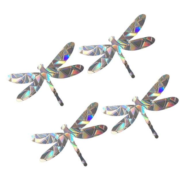 veasfak 4pcs 3D Decorative Window Film, Clear Glass Rainbow Effect Door Window Static Dragonfly