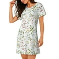 thumbnail image 2 of Rateoe Aerial Flora Print Women’s Nightdress – Cozy Cotton Short-sleeved Sleep Shirt, Loose-Fit Sleepwear, Perfect for Relaxing and Sleeping, 2 of 6