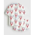 thumbnail image 2 of Lobster Wine Pajama Set | Red and Blue Summer Print Sleepwear for Women (Short & Long Pants), 2 of 6