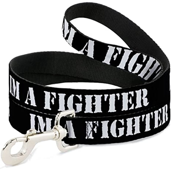 Dog Leash Im A Fighter Black White 4 Feet Long 0.5 Inch Wide
