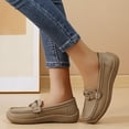 thumbnail image 6 of Domzle Women's Comfortable Faux Leather Penny Loafers Slip On Business Casual Dress Shoes Lightweight Office Work Flats Everyday Walking Shoes for Women Khaki, 6 of 7