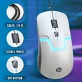 thumbnail image 3 of HP Wired Optical Gaming, PC Gaming Mice High Performance Mouse Gamer with Optical Sensor, 3 Buttons, 7 Color LED for Computer Notebook Laptop Office Home - White, 3 of 7