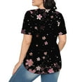 thumbnail image 3 of ChaoHeng Women Blouses on Trendy Blouses for Women Dressy Casual Fashionable Women's Casual Short Sleeved Loose Round Neck Solid Color Top, 3 of 6