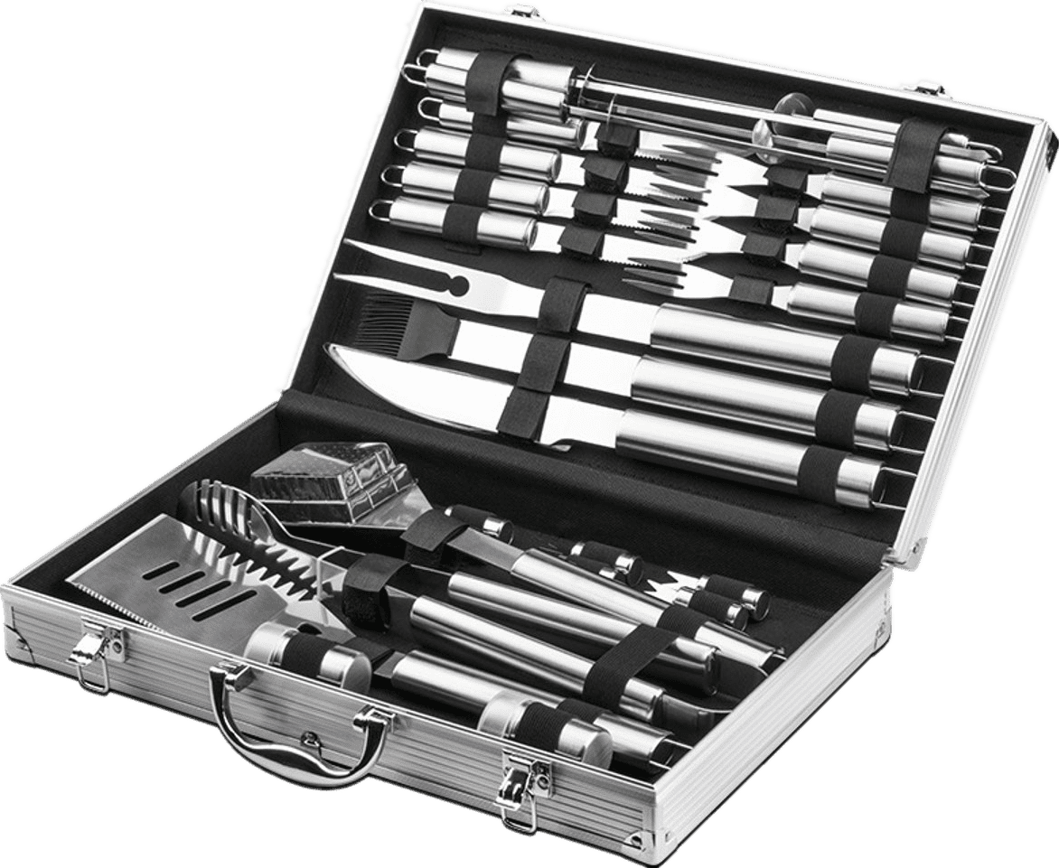 26PCS BBQ Grill Tools Heavy Duty Stainless Steel Barbecue Accessories Kit with Aluminum Carrying Case for Outdoor Camping Best Gift on Fathers Day femor Grill Accessories Set 