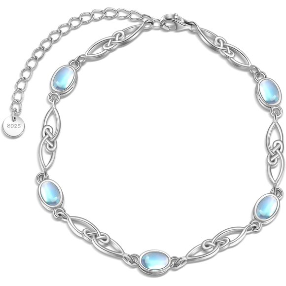 Sterling Silver Celtic Bracelet - Infinite Love Moonstone Jewelry for Women