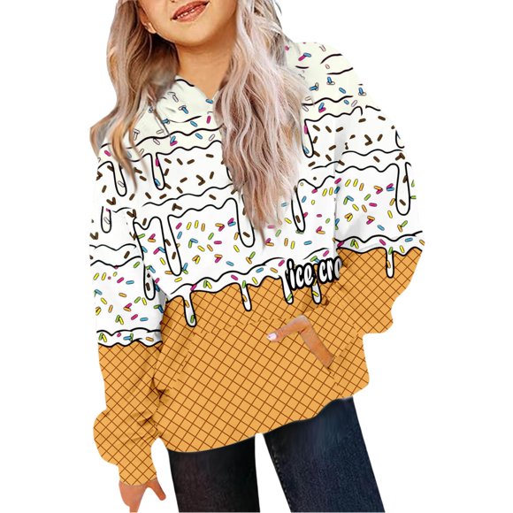 Chandail à Capuchon Mignons pour Adolescentes, Chandails en Molleton à Capuche Preppy, Chemises à Manches Longues Surdimensionnées, Vêtements Dégradés pour Filles, Veste à Capuche Zippée, Combinaison pour Enfants, Pulls pour Filles 5t Junior