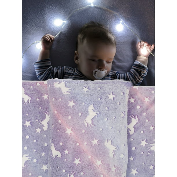 Luminous Blanket Soft Fluffy Glow in the Dark Blanket Cute Cozy Glowing Blanket All Season Throw Blanket Creative Plush Blanket for Girls Children Toddlers Gifts Travel Car 1.5 1.8 m Three Colors Walm...
