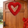 thumbnail image 4 of 13.78 Inch Valentine's Day Heart Wreath - Felt Pom Pom Garland for Front Door, Wedding, Party and Home Holiday Decoration, Heart Shaped Felt Ball Decor for Indoor Outdoor Use, 4 of 6