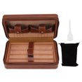 thumbnail image 1 of Humidificador de cigarros, humidificador portátil marrón con revestimiento de madera de cedro, caja de cigarros de viaje con bolsa de almacenamiento para viajes, 1 of 8