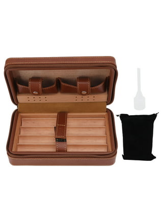 4 Cigar Cedar Wood Lined Portable Travel Case - Brown Crocodile