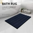 thumbnail image 2 of Easy-Going Luxury Chenille Striped Pattern Bath Mat, 20x32 in, Soft Plush Bath Rug, Absorbent Bathroom Rug, Non Slip Perfect Carpet Rugs for Shower, Bedroom, Front Door, Entryway (Navy), 2 of 7