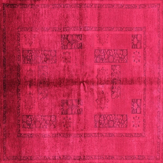Ahgly Company Indoor Square Oriental Pink Industrial Area Rugs, 5' Square