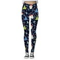 thumbnail image 4 of Gyexs Womens Christmas Leggings Cartoon Reindeer Prints Soft Stretchy Pants Running Workout Leggings Athletic Yoga Pants, Dark Green, Size M, 4 of 5