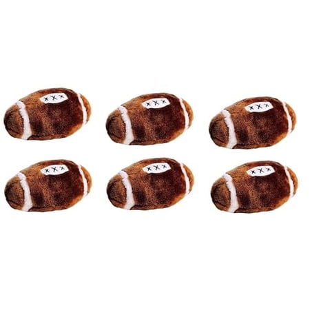Dog Toys 6 Brown Plush Football Soft Stuffed Sport Ball Fetch Play with Squeaker Choose Quantity (6 Balls)