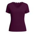thumbnail image 7 of tarylea Cute Tops for Women Short Sleeve Lace V Neck Slim Fitted Loungewear Dailywear T-Shirt Tees, 7 of 7