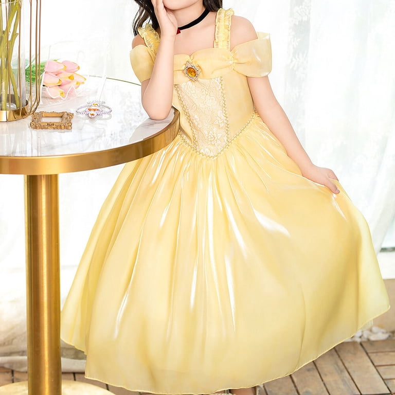 open lace back dress Amazon.com: Avady Princess Dress for Toddle Girls Princess Costume Birthday  Halloween Christmas Outfits Yellow 2T 3T : Clothing, Shoes & Jewelry main image 1