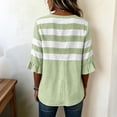 thumbnail image 5 of Sentmoon Women Blouse 3/4 Sleeve V Neck Womens Sweatshirt Striped Print Button Down Regular Fit Active Tshirts Shirts for Women for Versatile Styling S-2XL, 5 of 6
