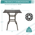 thumbnail image 3 of MEETWARM Patio Height Bar Table, 35.4" Bar Height Bistro Table, Outdoor Cast Aluminum Bistro Square High Top Dining Table with 2.2" Umbrella Hole for Garden Deck Backyard, Dark Bronze, 3 of 7