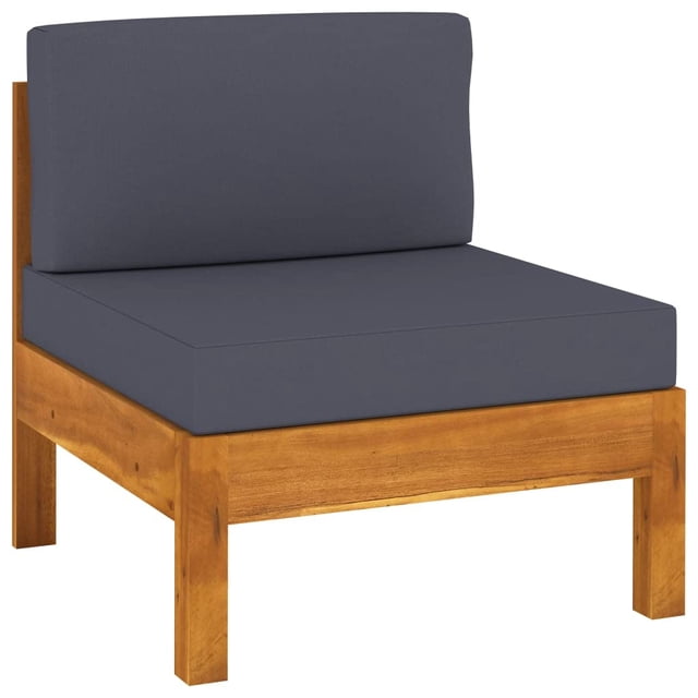 Sofá vidaXL Middle con cojines de madera de acacia gris oscuro
