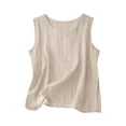 thumbnail image 5 of Women Cotton Linen Tank Tops Summer Linen Tops Lightweight Gauze Crewneck Camisole Gauze Shirts Summer Beach Sleeveless Tops Summer Tops Dressy Tanks Womens Gauze Tops Flowy Tops For Women Beige L, 5 of 7