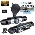 thumbnail image 1 of Rewenti 4 Channel Dash Cam 1080P Hd Four Lens Car Recorder Front Rear Left Right Driving Recorder Backup Camera with Parking Monitor Quad Dashcam for Car 64Gb, 1 of 6
