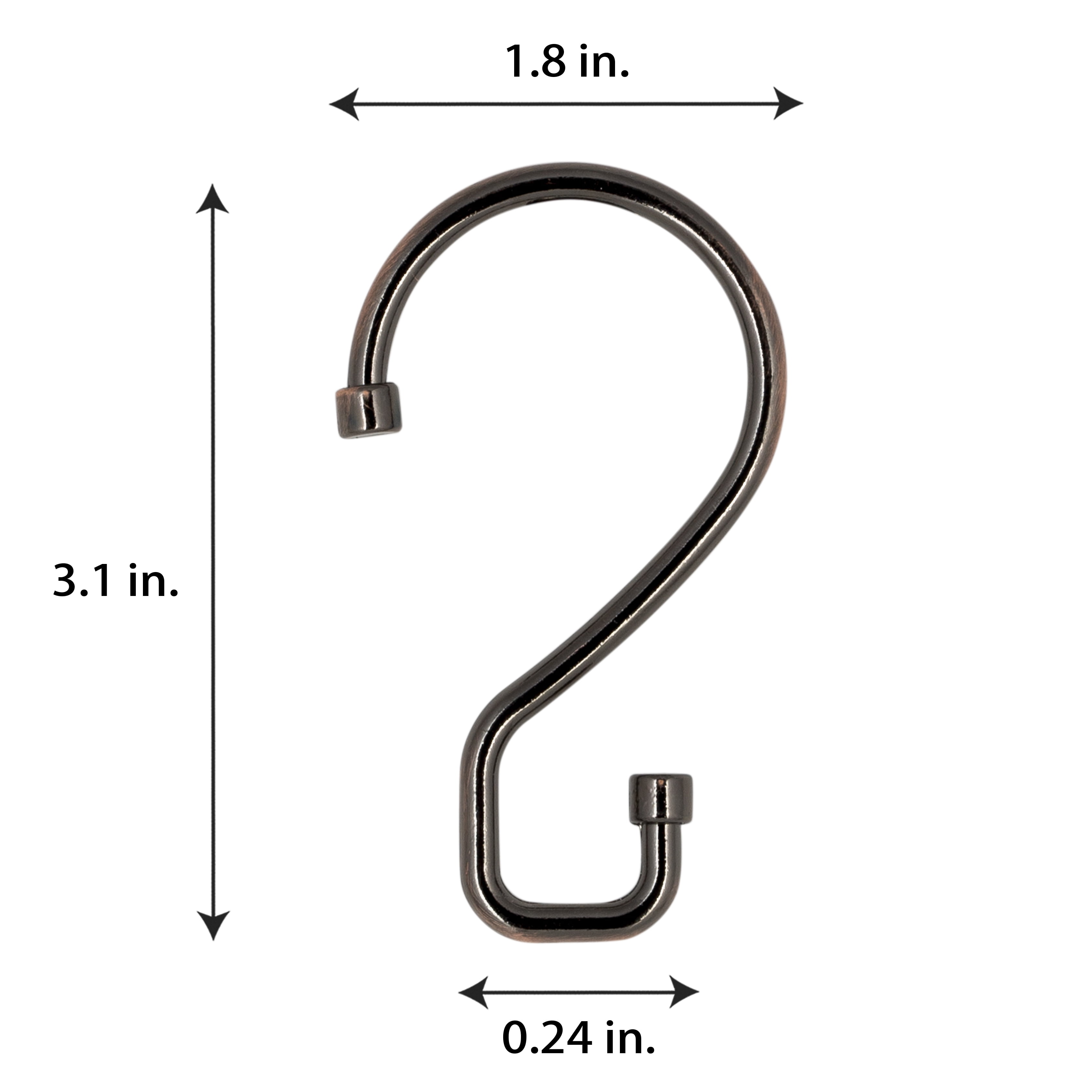 Bath Bliss Zinc Alloy Shower Curtain Rings, Bronze (12 Count)