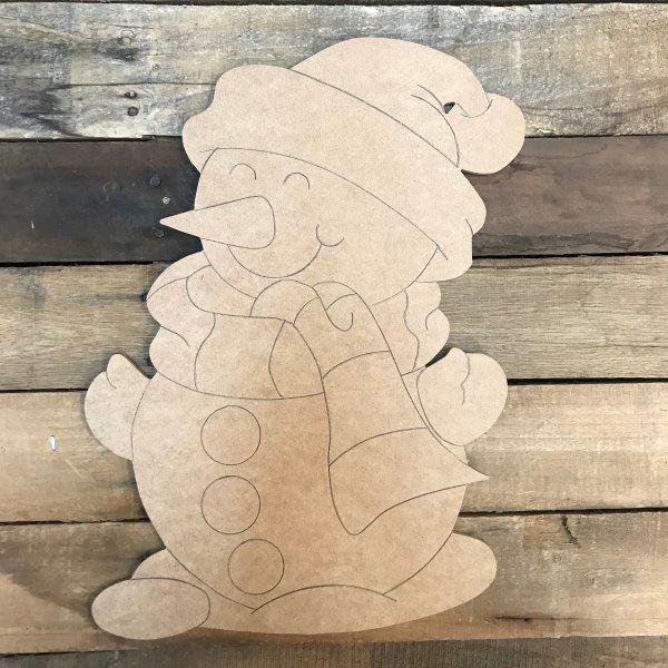 16" Snowman, Unfinished Wood Cutout, Paint by Line, BuildACross