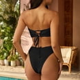 thumbnail image 4 of Women Bandeau Bikini Set High Waist Swimsuit Two Piece Strapless Top and Ruched Bottom Bathing Suit Swimwear for Beach Pool Black L, 4 of 4