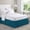 Dark Blue, variant on Bedliving Queen Bed Skirt, Sage Green Spring Green Solid Color Adjustable Elastic Wrap Around Dust Ruffle, 16" Drop Pleated Style