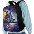 thumbnail image 4 of HUIACONG Colorful Galaxy Wolf Backpack for Middle School Girls Large Capacity Ergonomic Padded Straps Wear‑Resistant for Kids Students 6‑18 Daily Use, 4 of 6