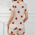 thumbnail image 4 of XuJwPNcy Womens Pajama Set 2 Piece Short Sleeve Round Neck Tops and Comfy Shorts Set Cute Print Sleepwear, 4 of 7