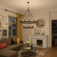 thumbnail image 3 of ACROMA  20-light Modern Farmhouse 40In Round Wagon Wheel Chandelier with UL Brass & Aged Zinc Weathered, Satin, Matte Adjustable, Over 60 Inches Gold,, 3 of 5