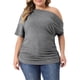 thumbnail image 1 of Blusas casuales de una sola manga y manga corta para mujeres de tallas grandes Agnes Orinda 2X gris, 1 of 5