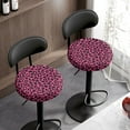 thumbnail image 2 of Renewold Pink Leopard Print Bar Stool Covers Breathable Soft 12-14 Inch Round Stool Slipcovers Stretchy Washable Vanity Stool Covers Animal Print Home Decor, 2 Count, 2 of 5