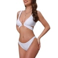 thumbnail image 4 of INSPIRE CHIC Women's Wide Strap O Ring Cut Out V Neck Bikini Sets, 2 Pieces Tie Back Top Triangle Bottom Swimwear Suits X-Small White, 4 of 5