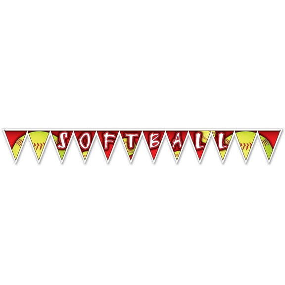 Party Central Club Pack of 12 Red and Yellow Softball Pennant Banners 88"