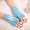 thumbnail image 2 of Casual Snowflake Print Knitted Fingerless Mittens For Winter Warmth And Fashion Comfort, 2 of 3