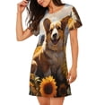 thumbnail image 2 of Sikiie Cute Corgi Sunflower Print Women's Short-sleeved Nightdress, Round Neck Pullover Nightdress Pajamas Summer Home Wear, 2 of 6