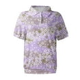 thumbnail image 3 of NAMTYQX Tshirts Shirts for Women Casual Stylish Soft Short Sleeve Womens Polo Shirts Lapel Purple Size 3XL, 3 of 5