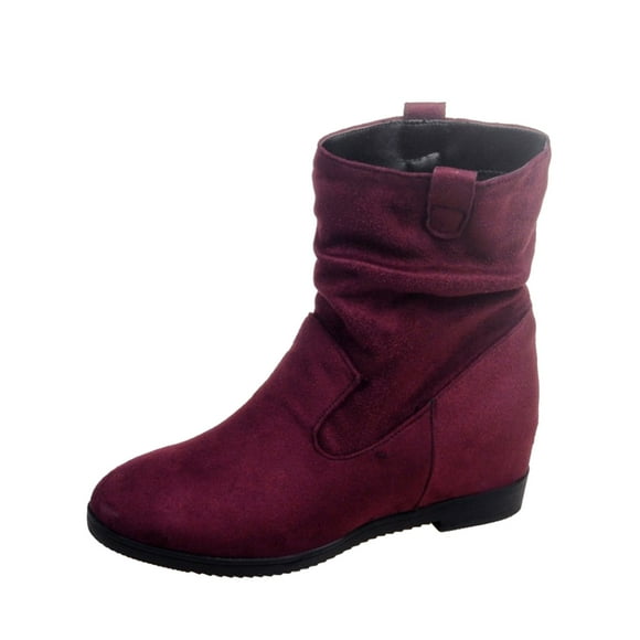 Wyzesi Platform Mini Boots for Women Ladies British Style Fashion Solid Color Suede Pleated Round Head Casual Short Boots Toddler Winter Boots
