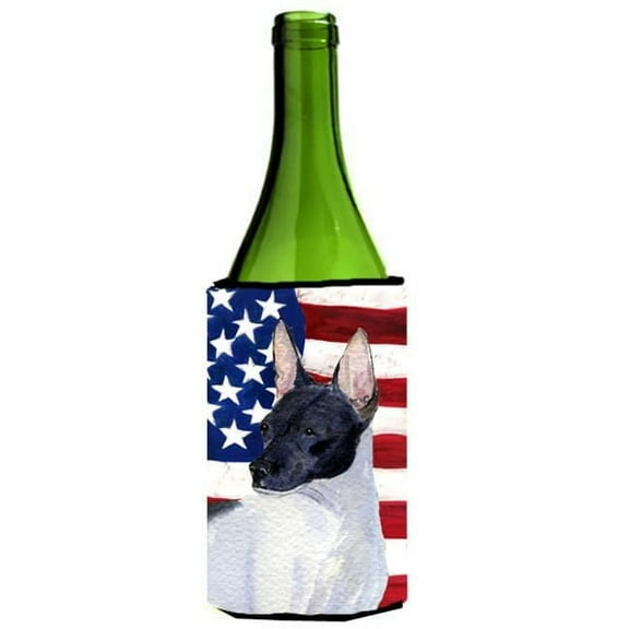 Usa American Flag With Rat Terrier Wine bottle sleeve Hugger
