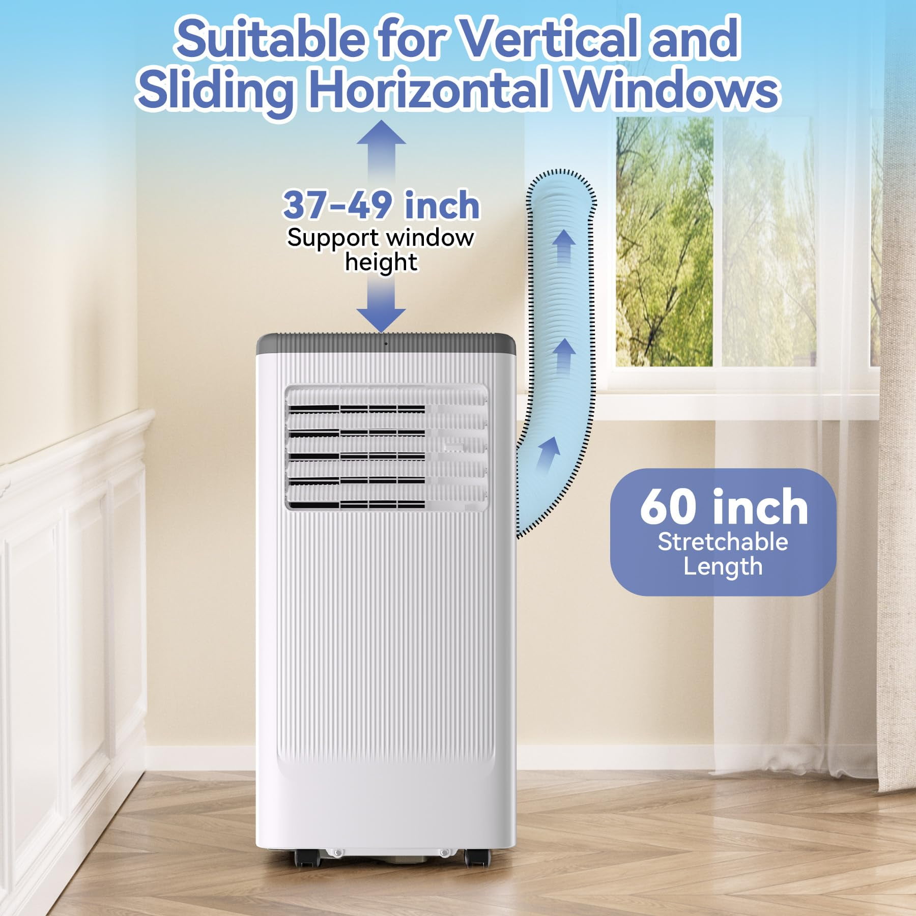 8000 BTU Portable Air Conditioner with Wheels, Portable AC Unit with Remote, Indoor Air Conditioner for Room 420 SQ.FT, Cooling/Fan/Dry Modes, Low Noise for Apartments, Office, Bedroom, Living Room